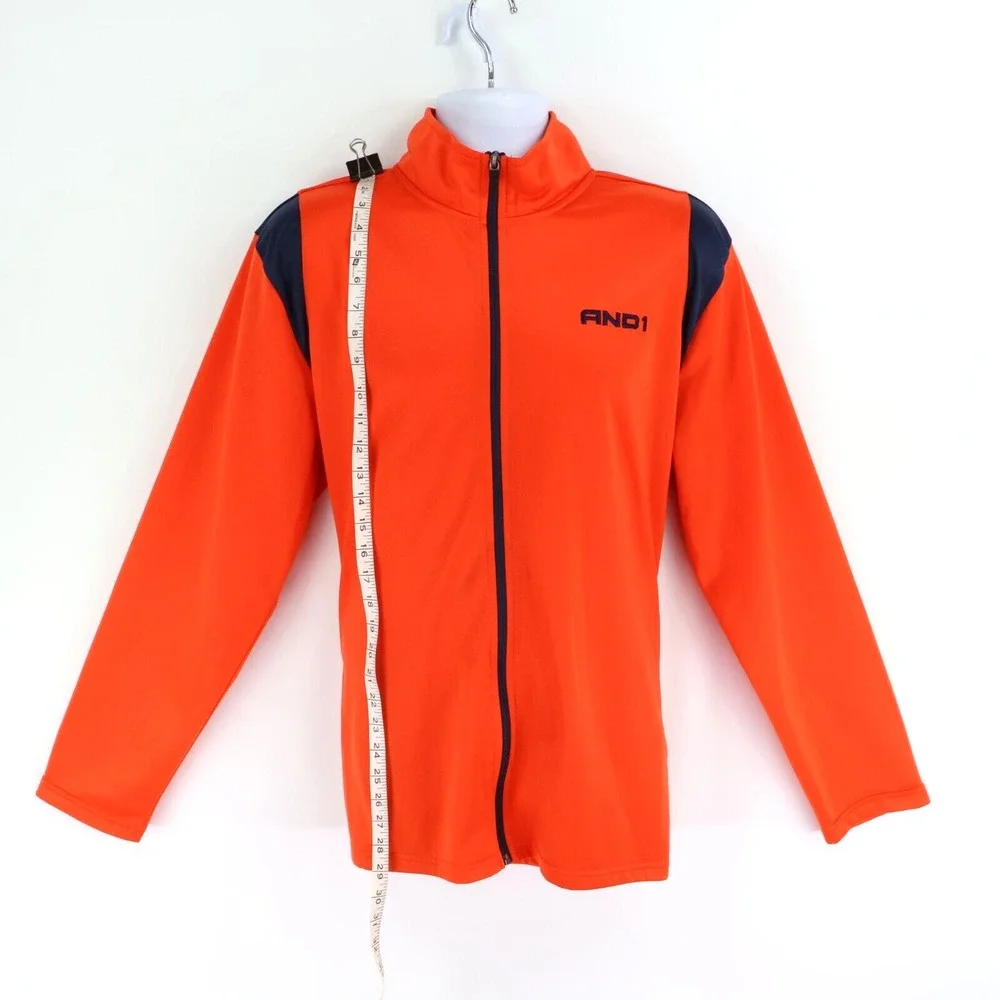 AND 1 Activewear Jacket‎ Full Zip Mens Size L Orange 100% Polyester Pockets